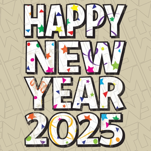 Happy New Year Confetti New Year DTF Transfer  New Year Directto-Film  0414