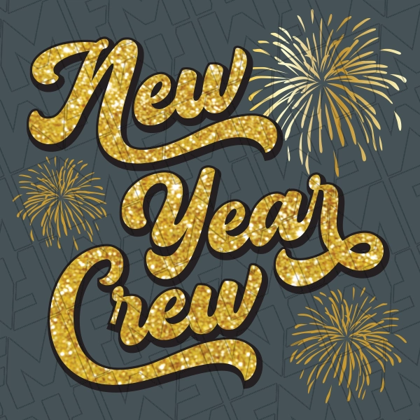New Year Crew Fireworks New Year Faux Glitter DTF Transfer  New Year Directto-Film  0417