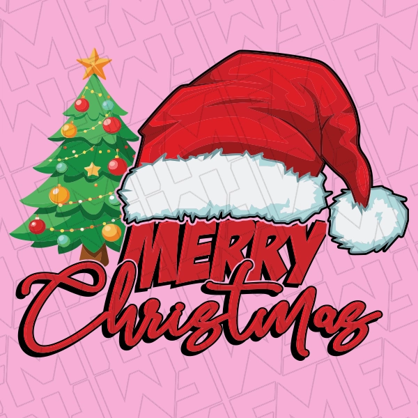 Merry Christmas Tree Santa Hat Christmas DTF Transfer  Christmas Directto-Film  0571