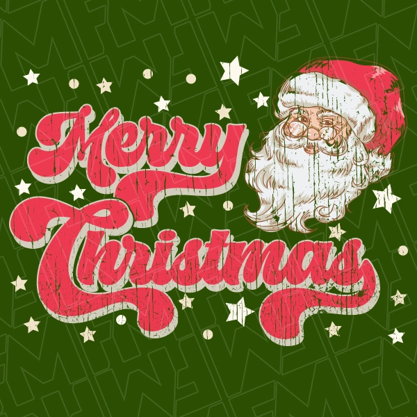 Merry Christmas Santa Claus with Stars Christmas DTF Transfer Christmas Directto-Film 0393