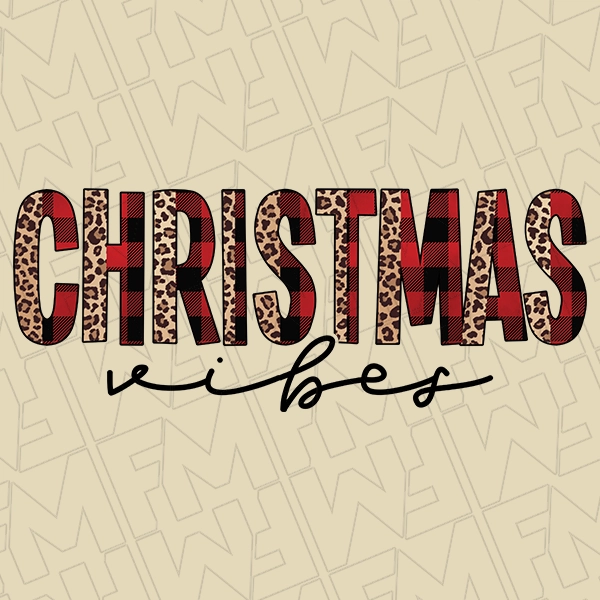 Christmas Vibes Leopard Plaid Christmas DTF Transfer Christmas Directto-Film  0332