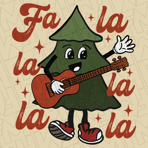 Fa La La Retro Christmas Tree Christmas DTF Transfer  Christmas Directto-Film  0336