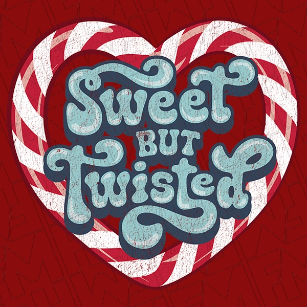 Sweet But Twisted Candy Cane Heart Funny Christmas DTF Transfer  Christmas Directto-Film  0401