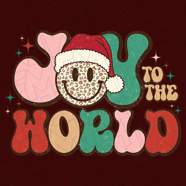 Joy to the World Smiley Christmas DTF Transfer  Christmas Directto-Film  0349