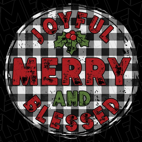 Joyful Merry and Blessed Plaid Christmas DTF Transfer  Christmas Directto-Film  0350