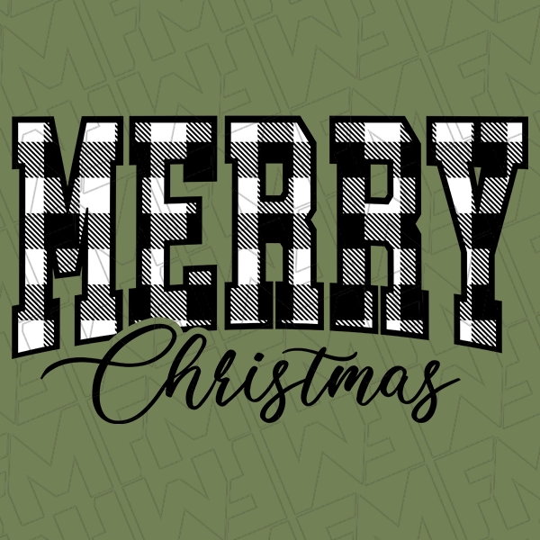 Merry Christmas Black  White Plaid Christmas DTF Transfer  Christmas Directto-Film  0357