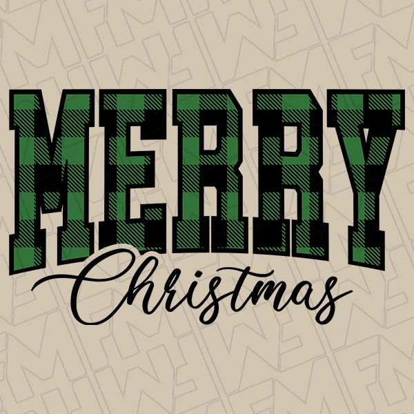 Merry Christmas Green  Black Plaid Christmas DTF Transfer  Christmas Directto-Film  0358