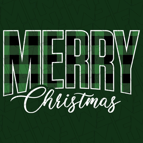 Merry Christmas Green Black  White Plaid Christmas DTF Transfer  Christmas Directto-Film  0359