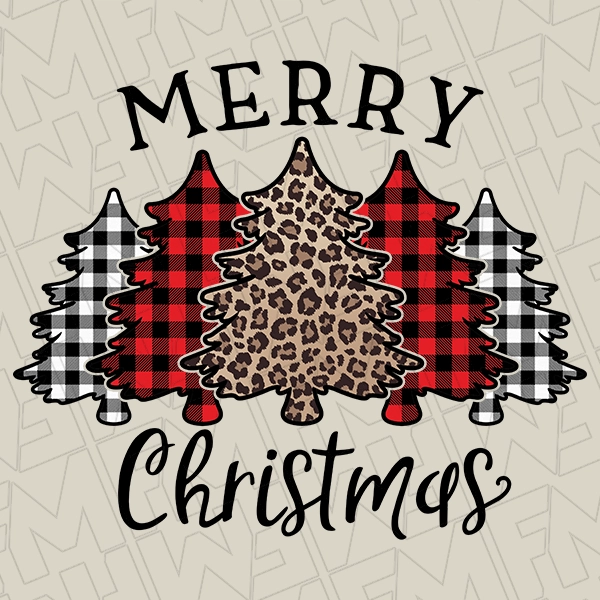 Plaid  Leopard Merry Christmas Trees Christmas DTF Transfer  Christmas Directto-Film  0362