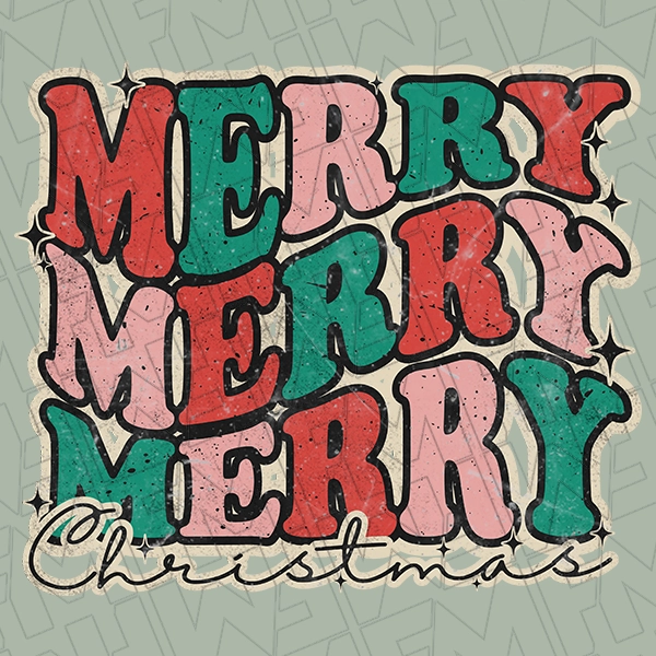 Merry Christmas Wavy Text Christmas DTF Transfer  Christmas Directto-Film  0365