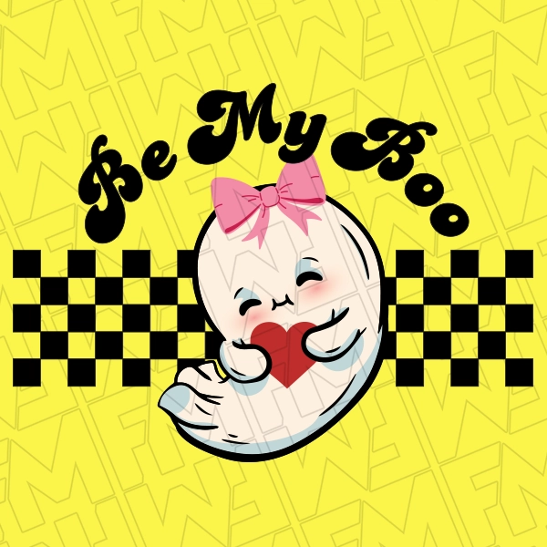 Be My Boo Ghost Hugging Heart DTF Transfer Valentines Directto-Film  0578