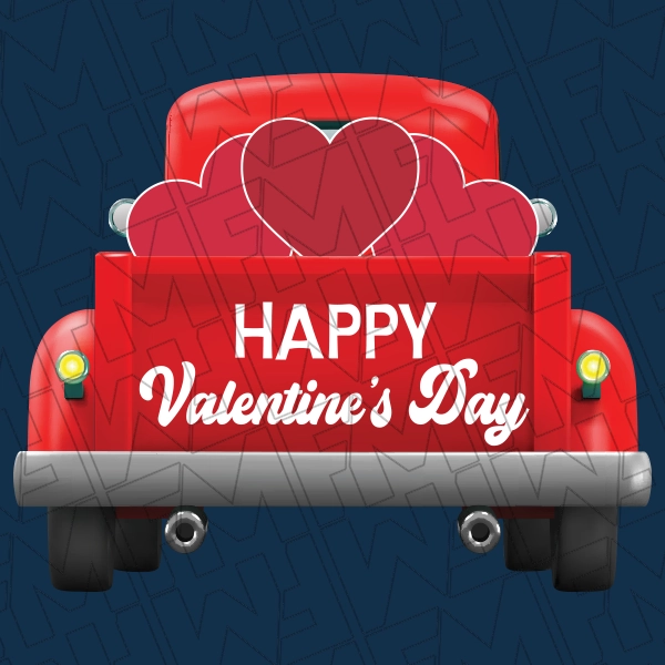 Vintage Pickup with Hearts Happy Valentines Day Kids DTF Transfer Valentines Directto-Film  0583