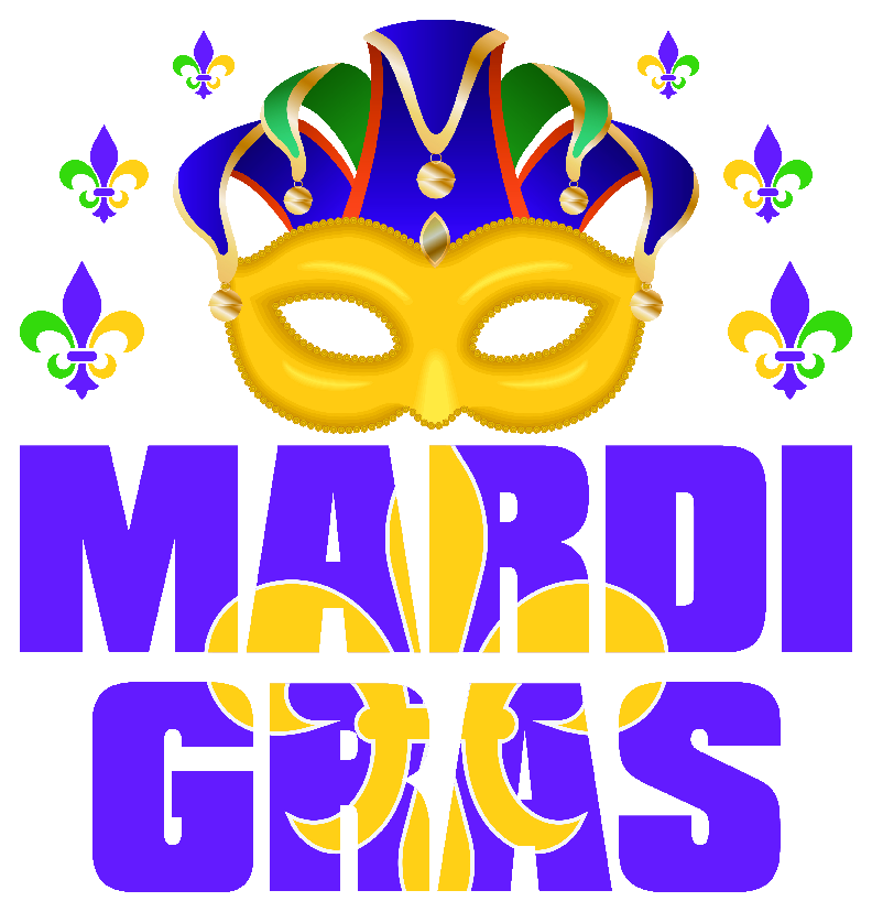 Mardi Gras Mask and Fleur de Lys DTF Transfer  Mardi Gras Directto-Film  0590