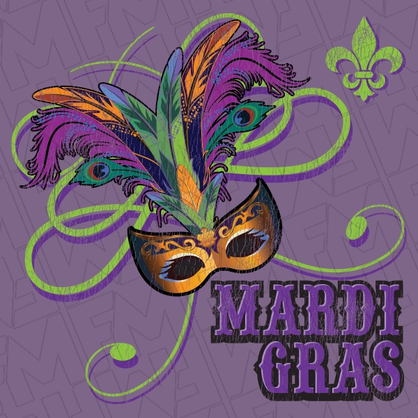 Mardi Gras Feather Mask DTF Transfer  Mardi Gras Directto-Film  0592