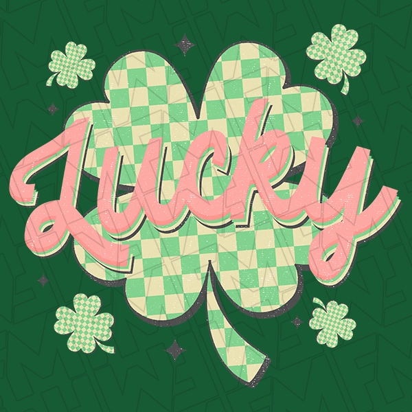 Lucky Checker Shamrock St Patricks Day DTF Transfer  St Patricks Day Direct to Film - 0018