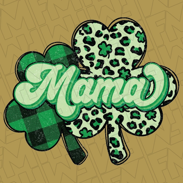 Mama Green Leopard Plaid Shamrocks St Patricks Day DTF Transfer  St Patricks Day Direct to Film - 0028