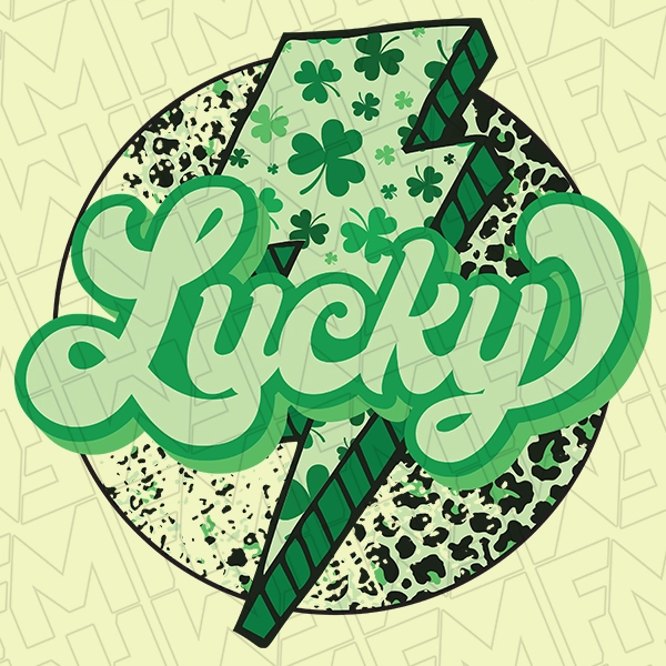 Lucky Lightning Bolt St Patricks Day DTF Transfer  St Patricks Day Direct to Film - 0032