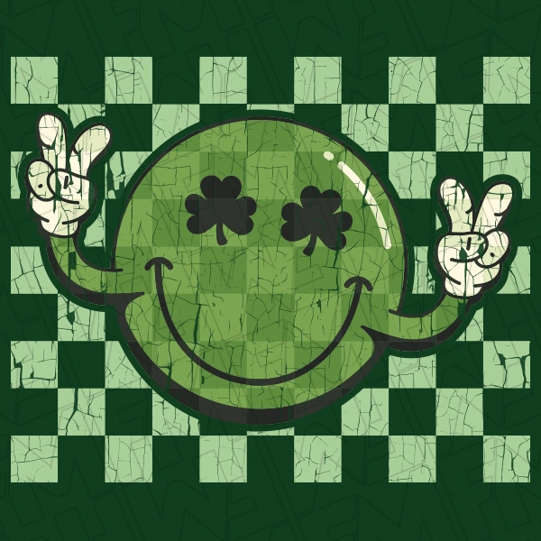 Checkerboard Smiley St Patricks Day DTF Transfer  St Patricks Day Direct to Film - 0005