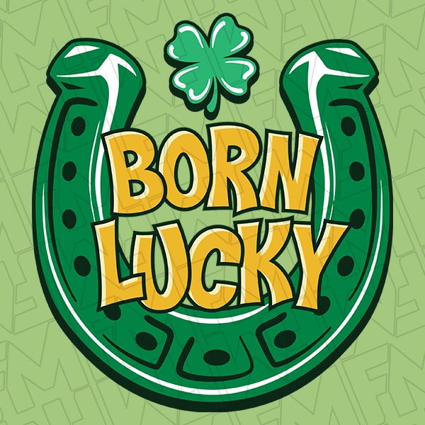 Born Lucky Horseshoe Kids St Patricks Day DTF Transfer  St Patricks Day Direct to Film - 0462