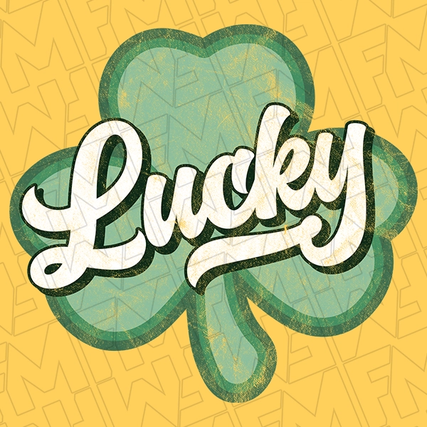 Lucky Script Shamrock St Patricks Day DTF Transfer  St Patricks Day Direct to Film - 0463