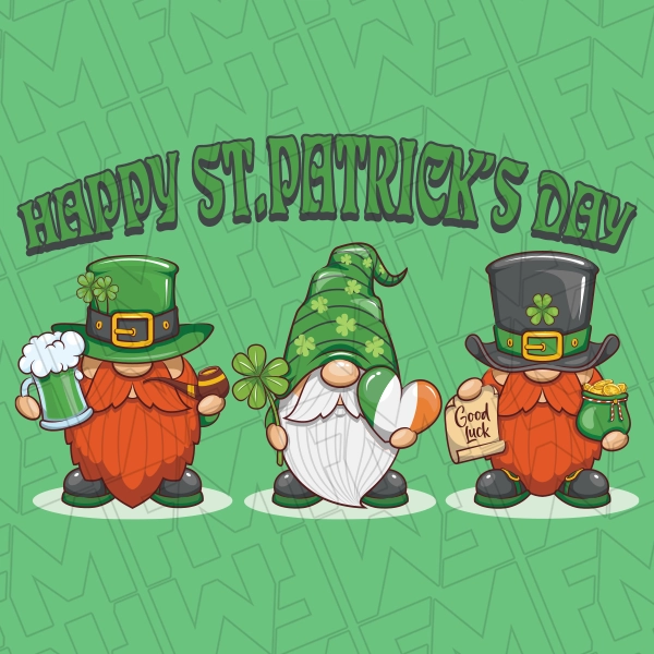 Happy St Patricks Day Gnomes DTF Transfer  St Patricks Day Direct to Film - 0600