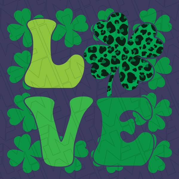 Love Shamrock Leopard Pattern St Patricks Day DTF Transfer  St Patricks Day Direct to Film - 0602