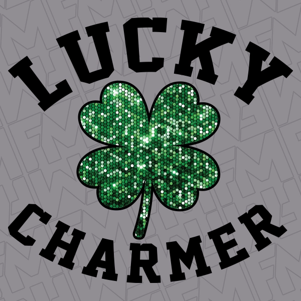 Lucky Charmer Clover Glitter Faux St Patricks Day DTF Transfer  St Patricks Day Direct to Film - 0604
