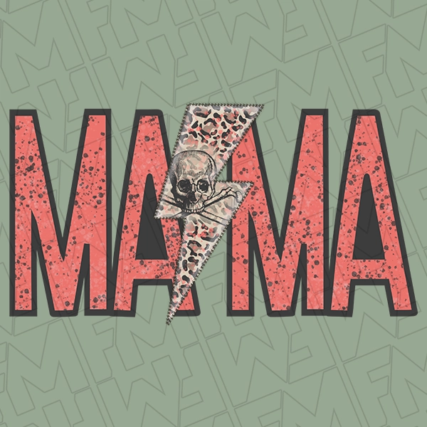 Mama Skull  Lightning Bolt Mommy  Me Mothers Day DTF Transfer Mothers Day Directto-Film 0103
