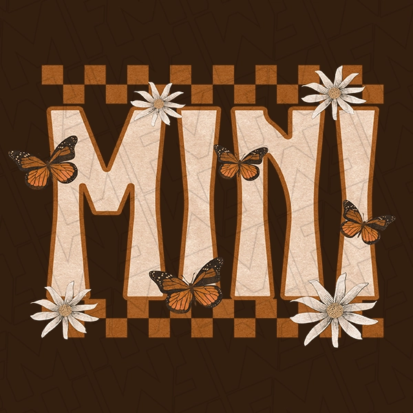 Mini Boho Checker Butterflies Mommy  Me Kids DTF Transfer Mothers Day Directto-Film 0105