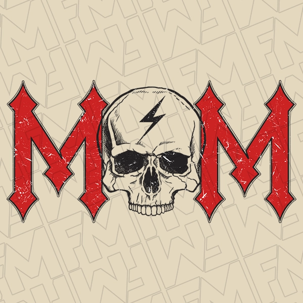 Rocker Mom Skull Mothers Day DTF Transfer  Mothers Day Directto-Film  0108