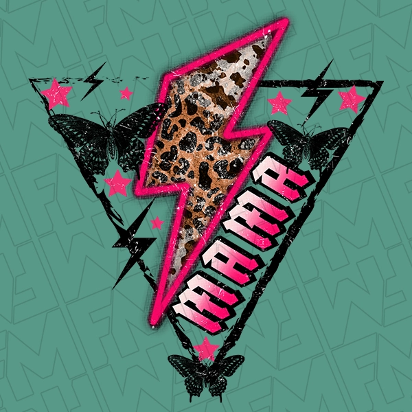 Mama Lightning Bolt Butterflies Mommy  Me Mothers Day DTF Transfer   Mothers Day Directto-Film  0109