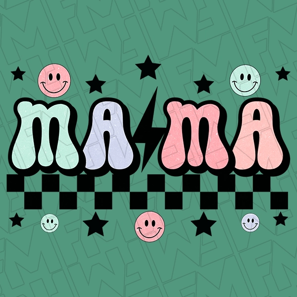 Mama Smiley Checker Mothers Day DTF Transfer  Mothers Day Directto-Film  0110