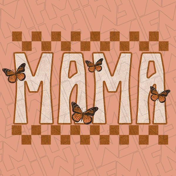 Mama Boho Checker Butterflies Mommy  Me Mothers Day DTF Transfer  Mothers Day Directto-Film  0113
