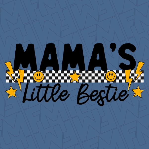 Mamas Little Bestie Checker Smilies Mommy  Me Kids DTF Transfer  Mothers Day Directto-Film  0116