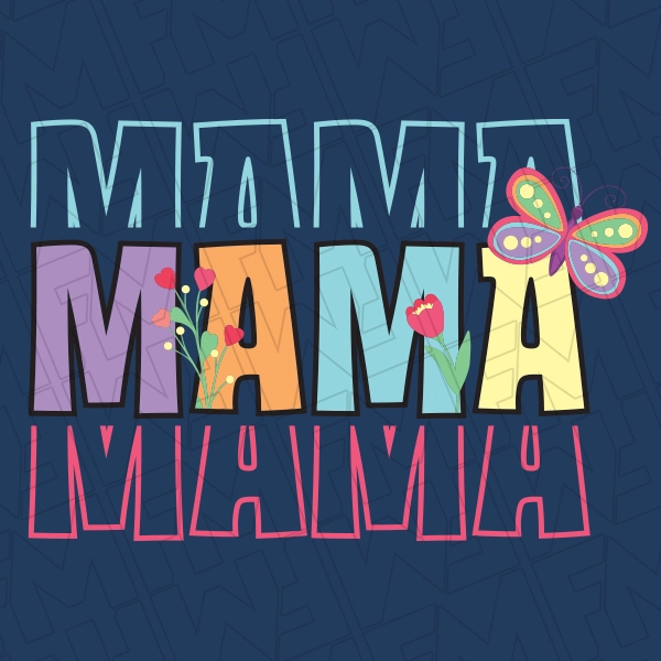 Stacked Mama Mothers Day Butterfly DTF Transfer  Mothers Day Directto-Film  0123