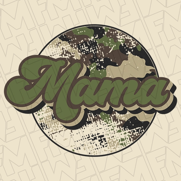Green Camo Mama Script Mommy  Me Mothers Day DTF Transfer  Mothers Day Directto-Film  0137