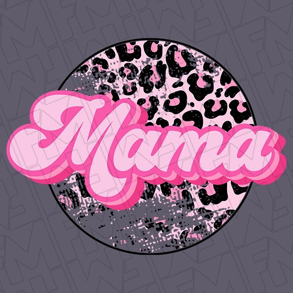Pink Leopard Mama Script Mommy  Me Mothers Day DTF Transfer  Mothers Day Directto-Film  0140