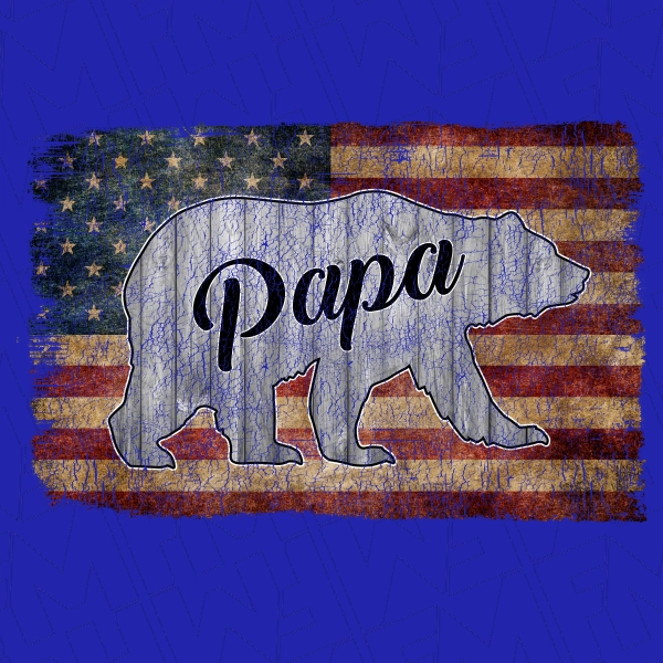Papa Bear Vintage American Flag Patriotic Dad Fathers Day DTF Transfer  Fathers Day Directto-Film  0181