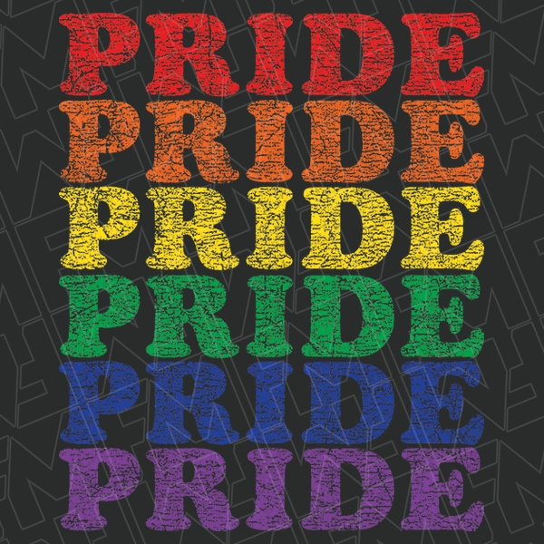 Distressed Rainbow Pride Stacked Words LGBTQ Pride DTF Transfer  Trendy Directto-Film  0255
