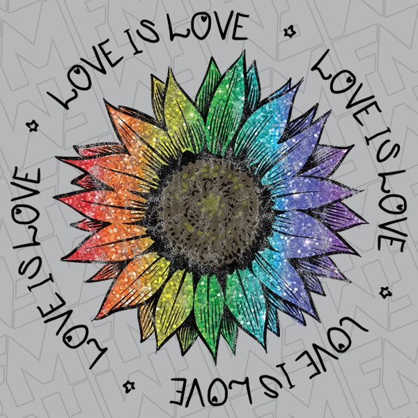 Love Is Love Sunflower Simulated Rainbow Glitter LGBTQ Pride DTF Transfer  Trendy Directto-Film  0261
